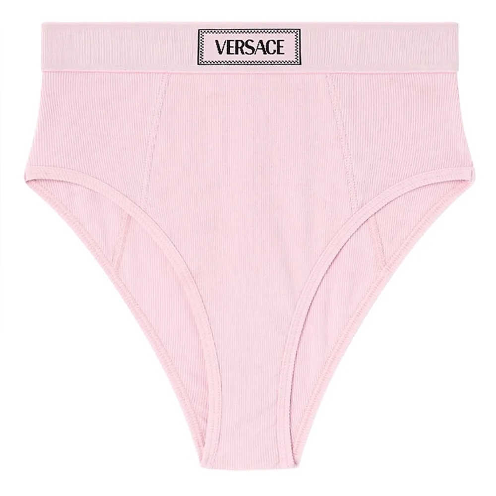 Versace logo-waistband fine-ribbed briefs - 2